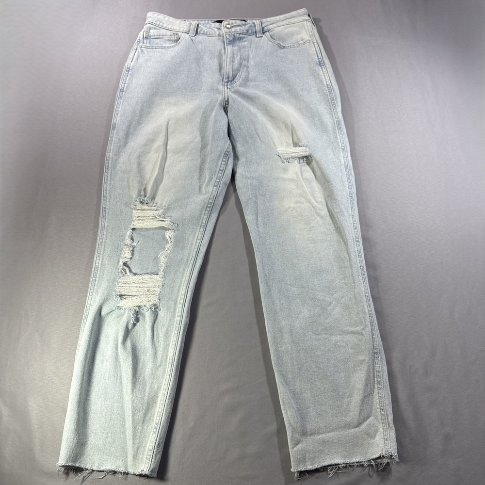 Hollister Ultra High Rise Mom Jeans 9R W29 L27 Light Wash Distressed Raw Hem